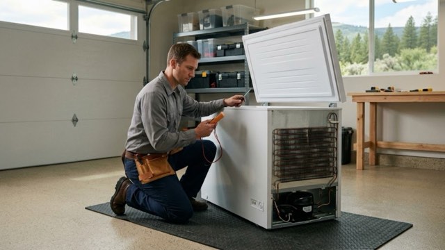Freezer Repair in progress at a Laredo, TX home