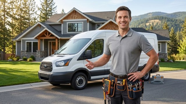 Laredo Refrigerator Repair technician and service van outside a customer's home