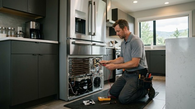 Refrigerator Repair in progress at a Laredo, TX home